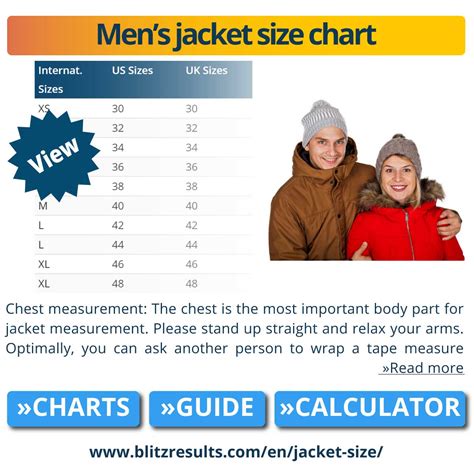 Us Jacket And Coat Size Chart Men Women Kids Measuring Tip 2022