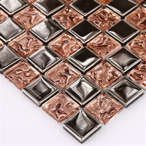 Metallic Backsplash Tiles 304 Stainless Steel Sheet Metal And Crystal