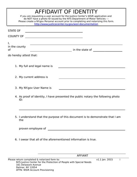 Free Printable Affidavit Form