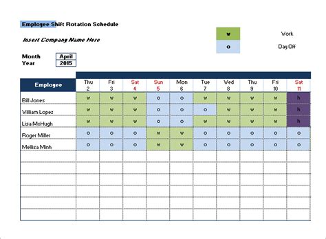 A rotating schedule is a scheduling practice that some employers use to cover shifts. Monthly Employee Shift Schedule Template - printable ...