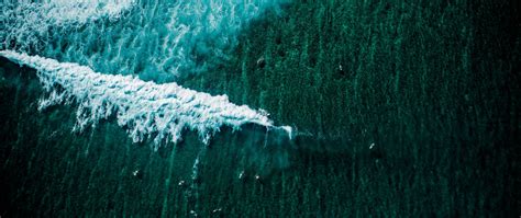 Download Wallpaper 2560x1080 Ocean Surf Aerial View Boats Dual Wide
