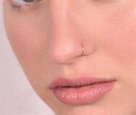 Solid Gold 14k Nose Hoop Solid Gold 14k Real Nose Etsy In 2020 Nose Hoop Nose Piercing Hoop