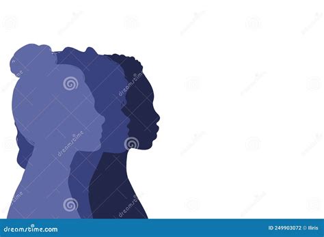 Diversity Multiethnic People Group Side Silhouette Women And Man Of