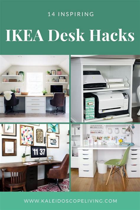 Four Different Pictures With The Words Ikea Desk Hacks On Them And