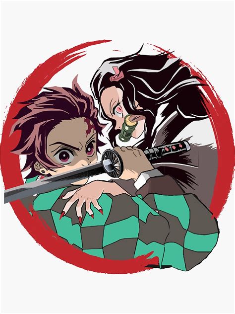 Demon Slayer Anime Tanjiro And Nezuko Sticker By Bloiseh Redbubble