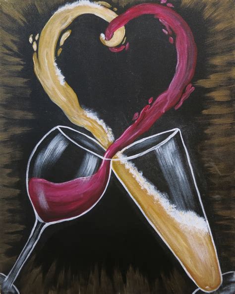 Opposites Attract Wine Painting Easy Canvas Painting Painting