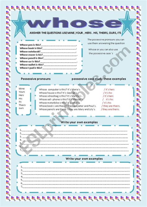 Whose Esl Worksheet By Lelany