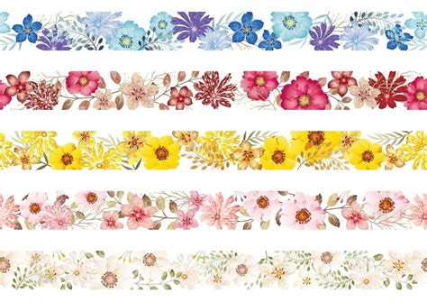 Set Of Seamless Watercolor Floral Borders 833990 Vector Art At Vecteezy