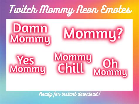 twitch neon mommy emotes pack etsy