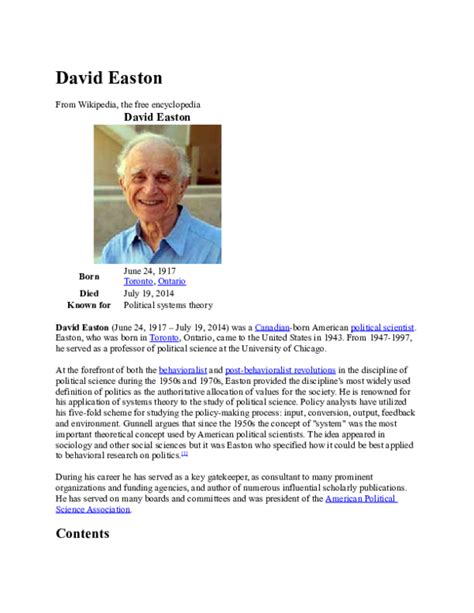 Doc David Easton Known For Political Systems Theory Rika Nur