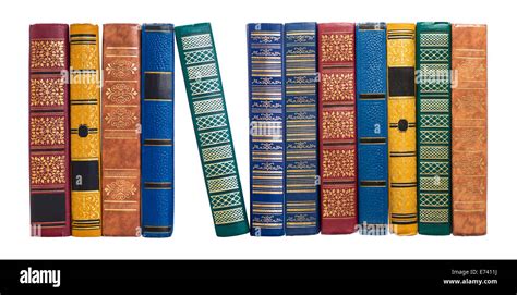 Bookshelf Or Book Spines Row Isolated On White Stock Photo Alamy