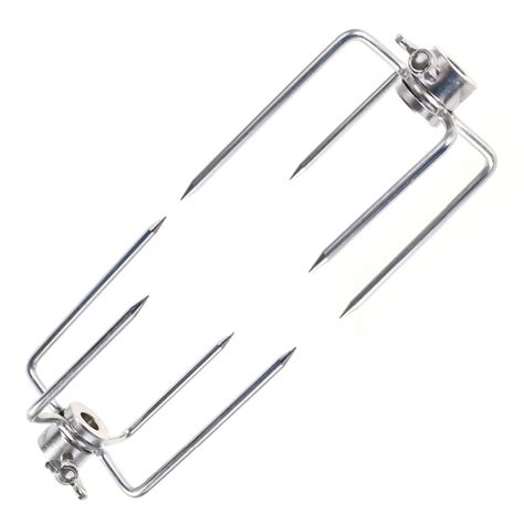 Pair Of Stainless Steel Rotisserie Meat Forks Kit Grill Replacement With Square Spit Rods In
