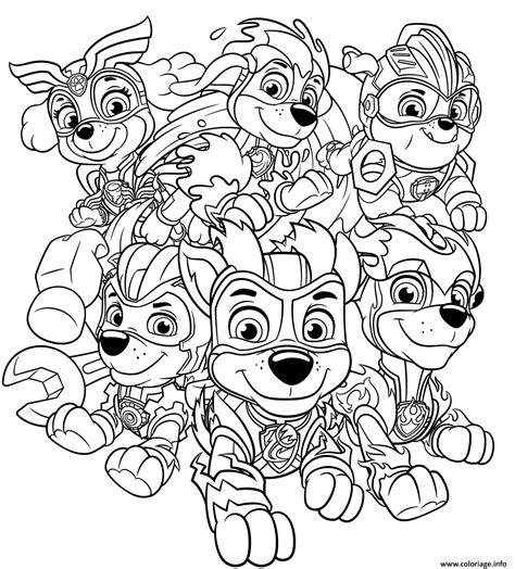 Coloriage La Super Patrouille Mighty Pups Dessin Pat Patrouille à Imprimer