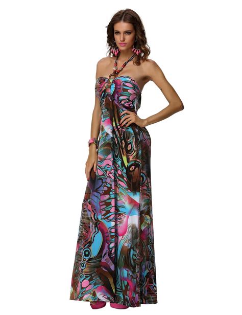 M Xxl Plus Size New Fashion Beading Floral Printed Maxi Dress Long