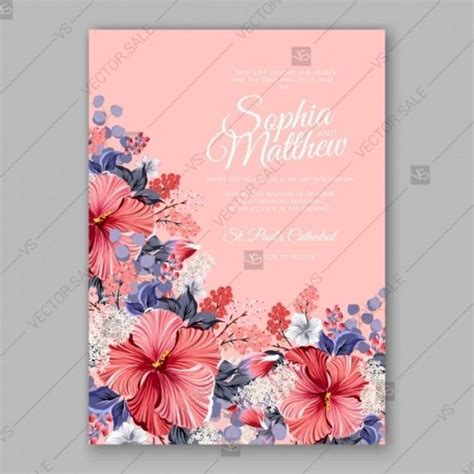 Hibiscus Wedding Invitation Card Template 2727585 Weddbook