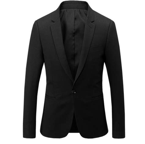 Mens Fashion Style Coat Lapels A Grain Of Buckle Black Business Suit
