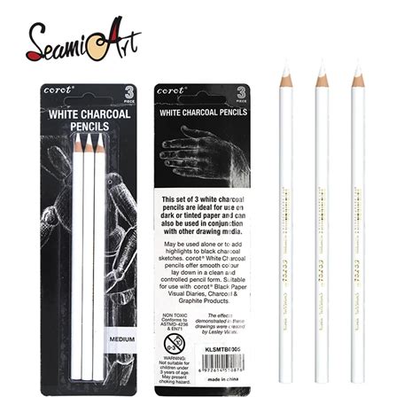 Corot 3pcs White Sketch Charcoal Pencil Standard Pencil Drawing Pencils