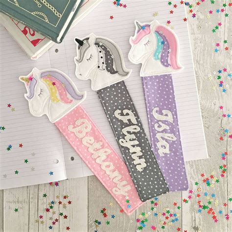 Personalised Unicorn Fabric Bookmark Bookmarks Handmade Freehand