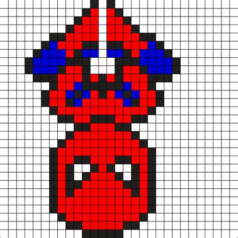 Spiderman Perler Bead Pattern Bead Sprite Pixel Art Grid Spiderman