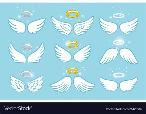 Wings And Nimbus Angel Winged Glory Halo Cute Vector Image