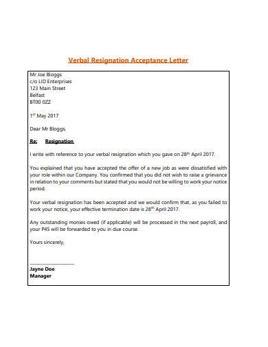 Resignation Acceptance Letter Sample Pdf Sample