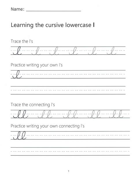 Cursive L How To Write A Lowercase L In Cursive Teaching Cursive