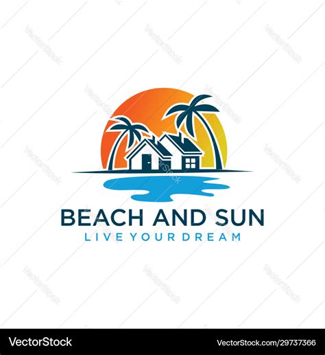 Beach House Logobeach Resort Real Estate Logo Vector Image