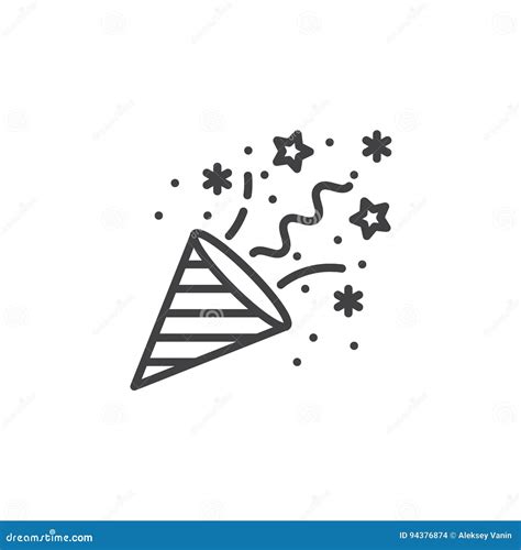 Confetti Popper Line Icon Outline Vector Sign Linear Pictogram Stock