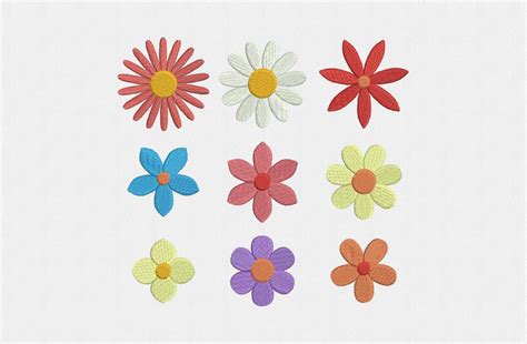 Mini Flowers Machine Embroidery Design 9 Designs By 5 Sizes Etsy