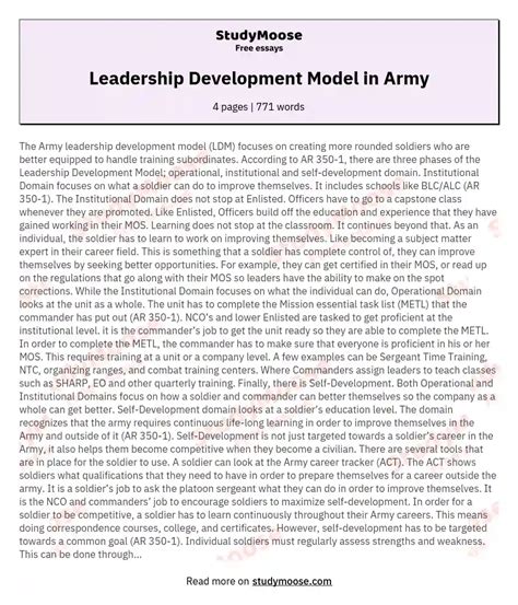 Leadership Development Model In Army Free Essay Example