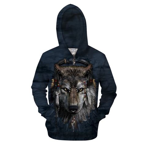 Wolf Hoodies Sweatshirts Men Zipper Hoodie 3d Printing Pullover Animal