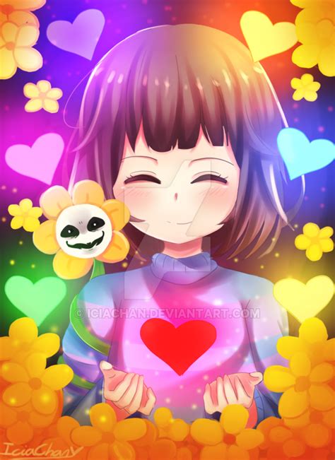 Undertale Fanart Frisk And Flowey Also Prints By Iciachan