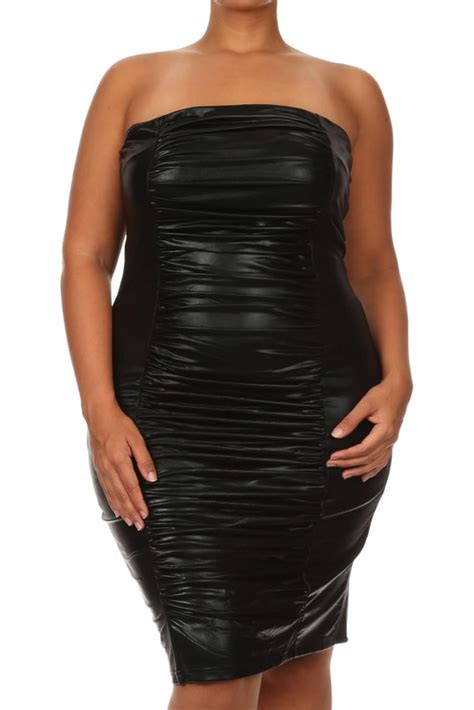 Plus Size Strapless Bodycon Ruched Bodice Dress Plussizefix