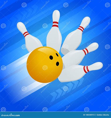 Vector Abstract Background Bowling Pins And Ball The Concept Of Games