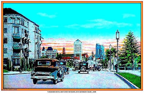 Wilshire Blvd Showing Skyline Los Angeles 1939 Mixed Media By Dwight