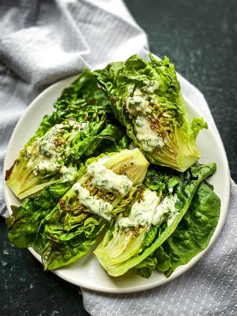 Grilled Little Gem Salad With Tahini Ranch Dressing Recipe In 2021