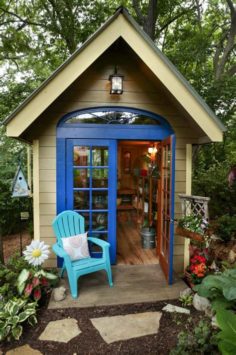 At its most modest, a shed is the little building in the backyard, preferably covered with vines we all need a garden shed for storage space, work space, or a hideaway—and wouldn't it be nice if it also had a window to crank open to feel a breeze? Lovely and Cute Garden Shed Design ideas for Backyard ...