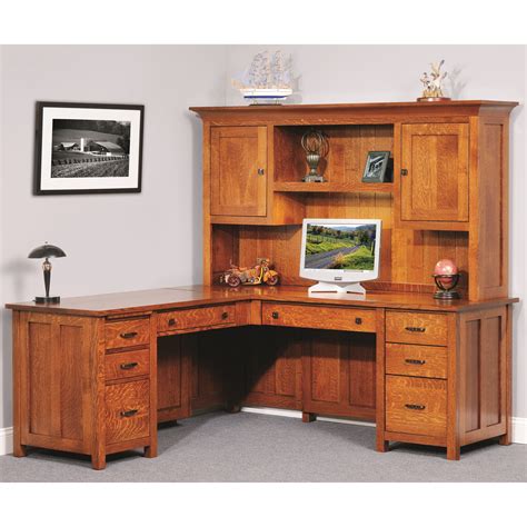 Amish Fifth Avenue Executive Corner Roll Top Desk With Hutch