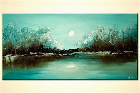 Painting Turquoise Landscape Abstract Paiting Blooming