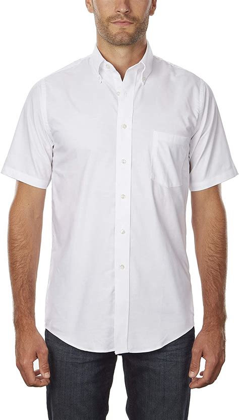 Van Heusen Mens Short Sleeve Oxford Dress Shirt White 21 White