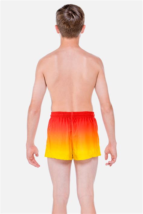 Mens Red And Yellow Ombre Shorts — Quatro Gymnastics Eu
