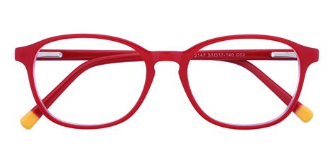 Unisex Rectangle Eyeglasses Full Frame Plastic Red Fz1203