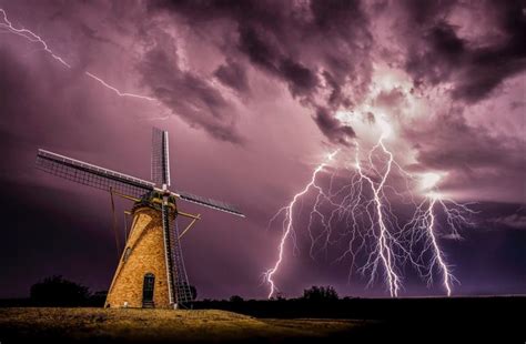 1873x1227 Windmills Lightning Storm Clouds Night Electricity Nature