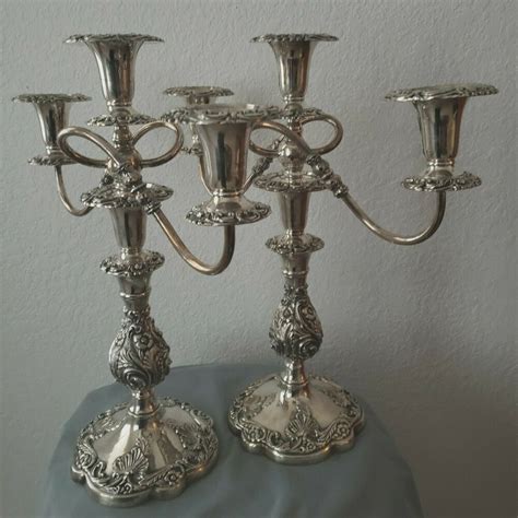 Two Vintage Sheffield Silver Plated Candelabras 16 Tall
