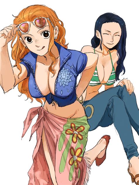 Urasanmyaku Nami One Piece Nico Robin One Piece Highres Girls