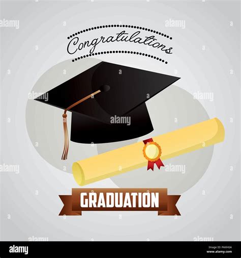 Congratulations Graduation Hat And Scroll Certificate Vector