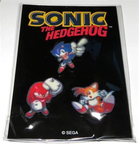 New Us Sega Sonic The Hedgehog 3 Pin Badge Set Classic Knuckles Tails