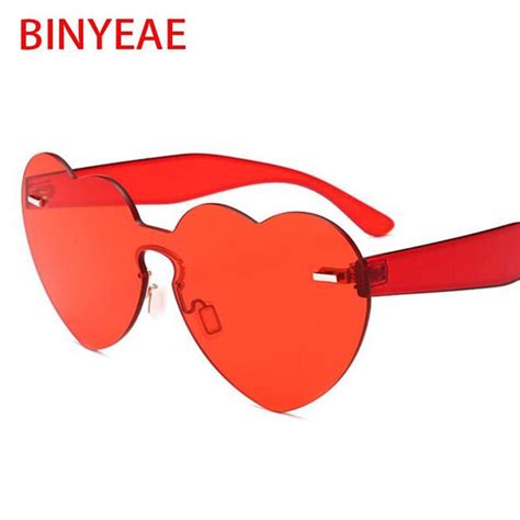 Yellow Heart Sunglasses Women Uv400 Trendy Rimless Sun Glasses Female Eyewear Fashion Luxury