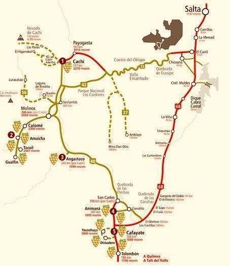 Rutas De Salta Ruta Del Vino Mapas Rutas Ruta 40 Argentina