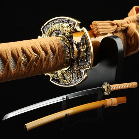 Gold Dragon Katana Full Tang Real Japanese Samurai Swords Etsy